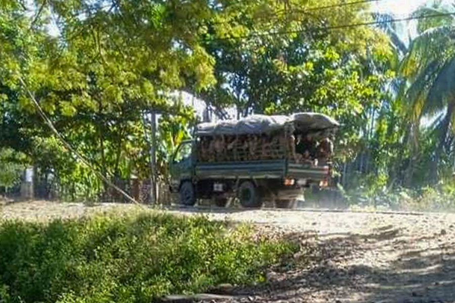 A junta vehicle in Taungup Township on December 20, 2023. (Photo: CJ)